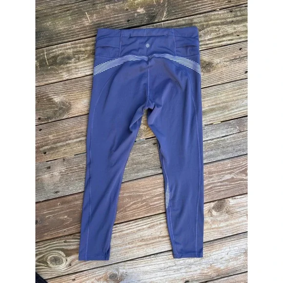 Allyson Felix x Athleta Legend Blue Reflective Mesh Running Leggings Womens L - Picture 3 of 3